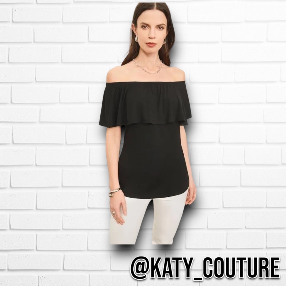 DKNY DONNA KARAN CIRCLE ONE SHOULDER RUFFLED TOP IN BLACK, WOMEN’S M, NWT.